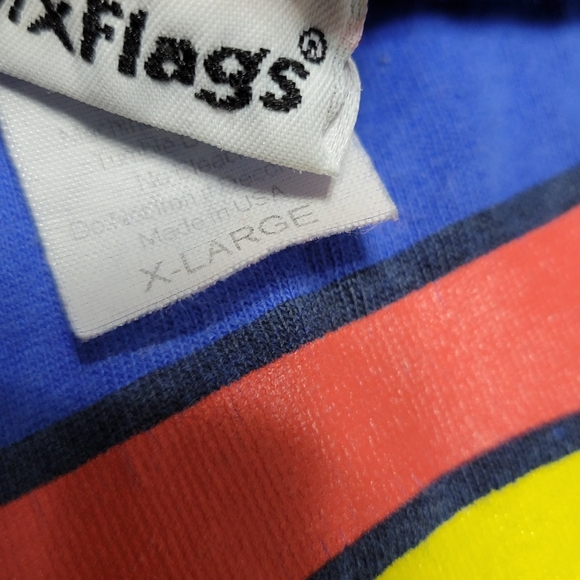 Six Flags Fiesta Texas SUPERMAN Ride Roller Coaster sleeveless blue tShirt XL - Picture 9 of 10